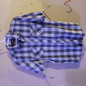 Men's LG Pearl button Snap SS Grey Black and White Pattern Shirt